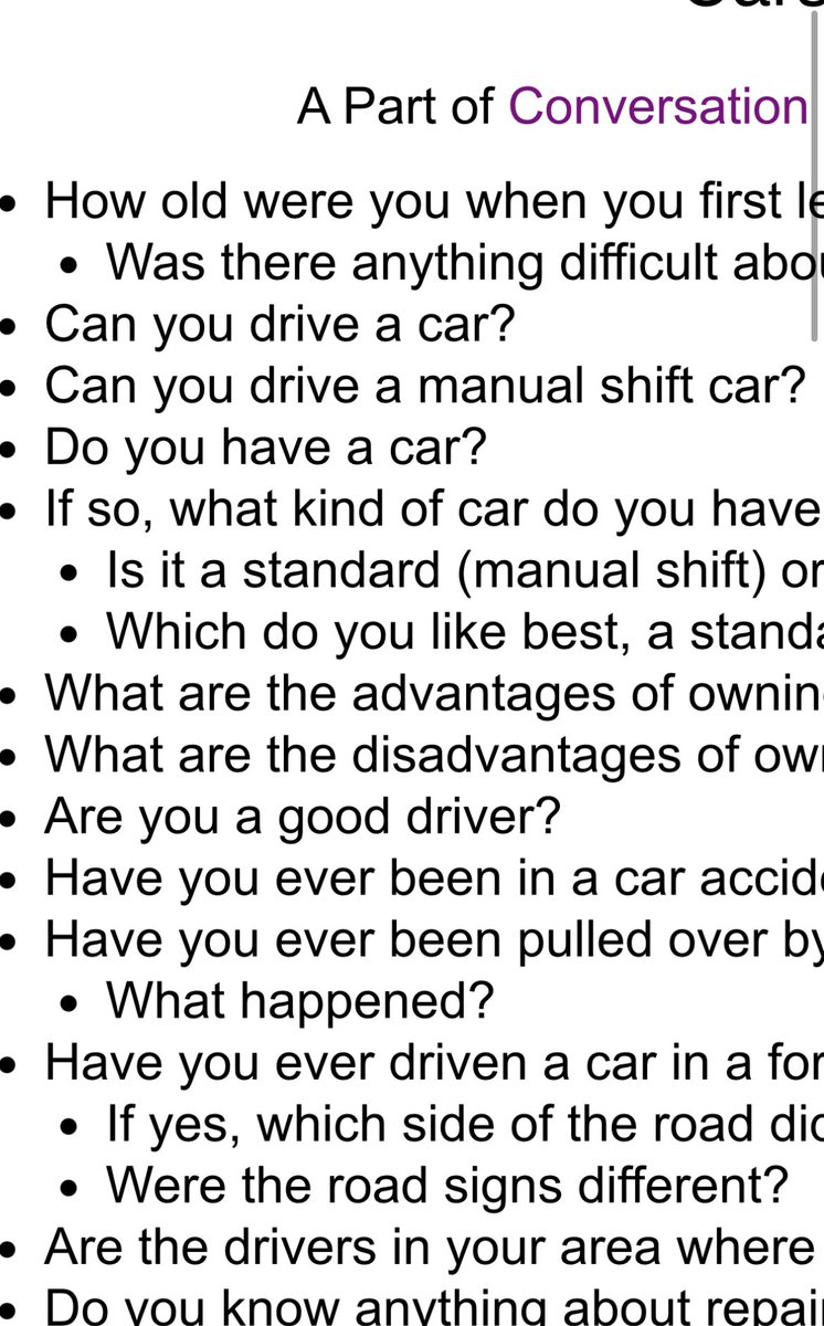 🟢 موقع مفيد يحتوى على أسئلة كثيرة منوعة في مواضيع مختلفة تنفع للمحادثات 

🔺 ممكن شخصين يتناقشون ويسألون بعض او معلم مع طلابه 

iteslj.org/questions/