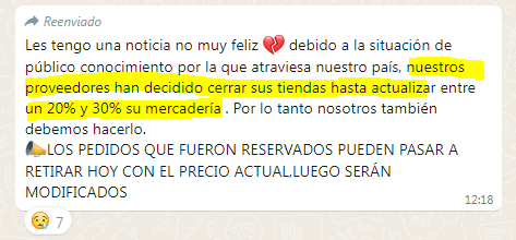 ceroequis's tweet photo. #Yending-todo-al-joraca - Mensaje de un proveedor: aumentos de 20% y 30% en todos los productos y suspensión de ventas.
Como anda el ministro de la inflación Massa, quiere seguir siendo presidente?
@carolsua https://t.co/MPbqYIPfkx