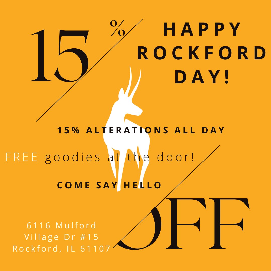 Happy 815 Day! Come visit us for 15% off your alterations (excluding bridal) and some free surprise goodies! Can’t wait to see you between 10am-7pm today! #rockfordday2023 #815day2023 #rockfordillinois #rockford #sustainablefashion #tadmoretailoring