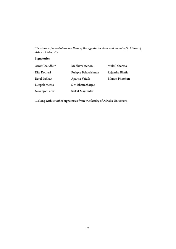 Letter on Academic Freedom by Members of the Faculty, Ashoka University.