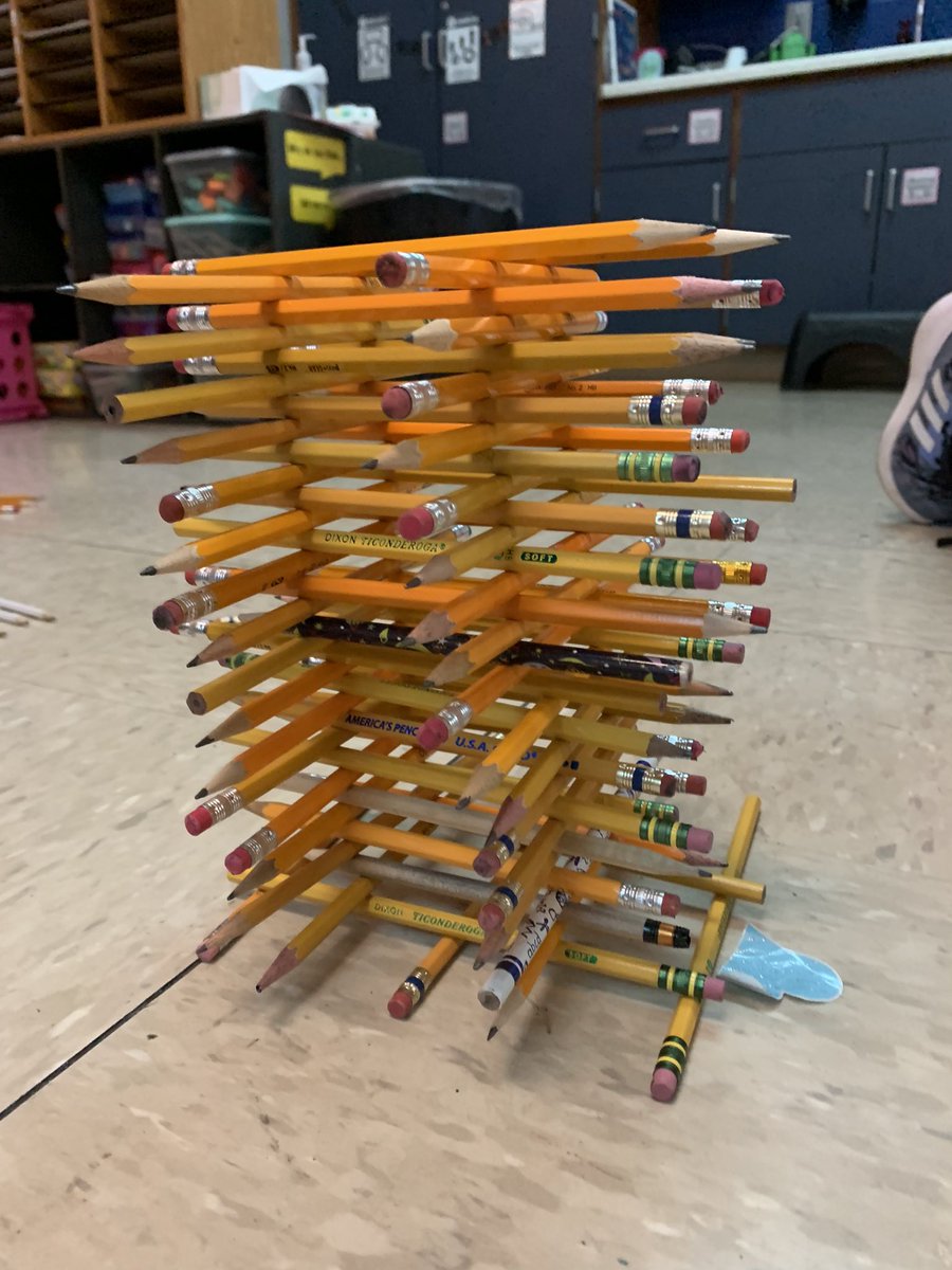 PresleyFarm's tweet photo. After reading Pencils On Strike, we built towers out of pencils and used our pencils correctly writing sentences. #STEM  @howell_stem @howellprincipal https://t.co/oJju5RTU2j