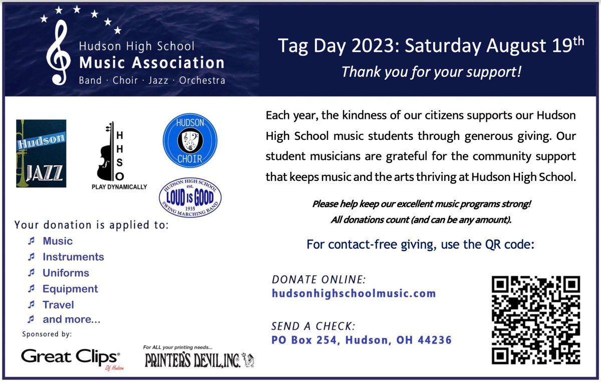 Hudson High School Music Association tweet media