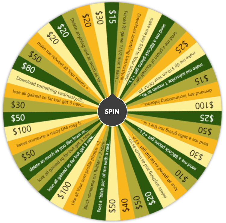 The $$$ wheel is back! 
Enter my laptop using AnyDesk and get 3 spins.

Payment by: Skrill, Wishtender, LoyalFans, NF, OnlyFans, Boosty, GiftCertificate or Crypto.

findomfetish findom ebonyfindom ebonygoddess catfishfetish catfishgoddess catfishfindom scamfetish catfishscam