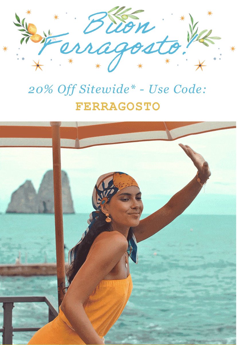 We are bringing #Ferragosto to you with 20% off (almost) everything until tomorrow midnight: sorujewellery.com just enter code FERRAGOSTO at checkout 🍋 #BuonFerragosto