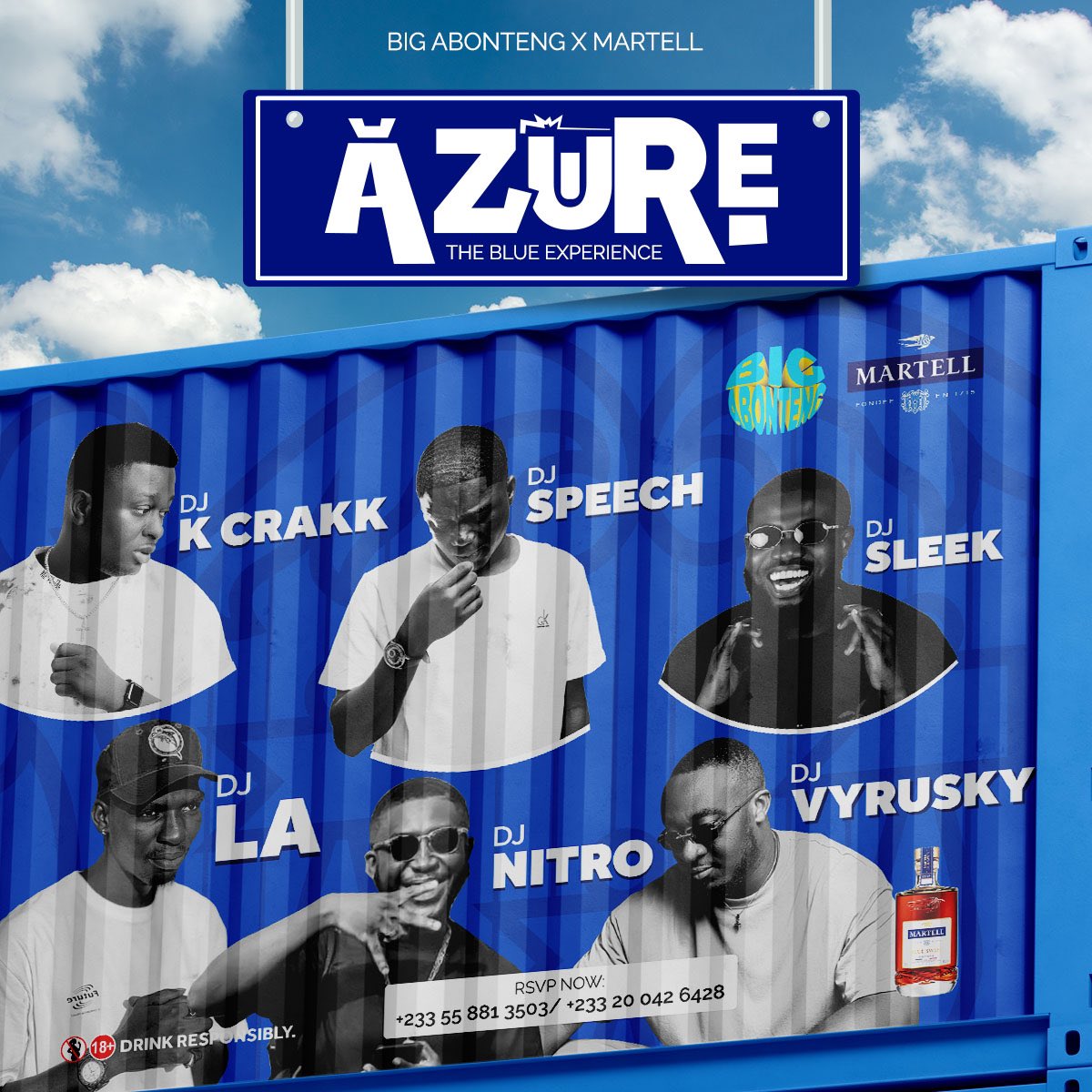 BigAbonteng's tweet photo. See you in 4 days !
 BIG ABONTENG AZURE EDITION !
Come let’s make outside big together 😉🎉 
#bigabonteng #bigoutside #weoutside
 #MartellNights #PartylikeAswift 
Location : @garage_ghana 
Don’t forget to RSVP https://t.co/cRPCxgbz8F