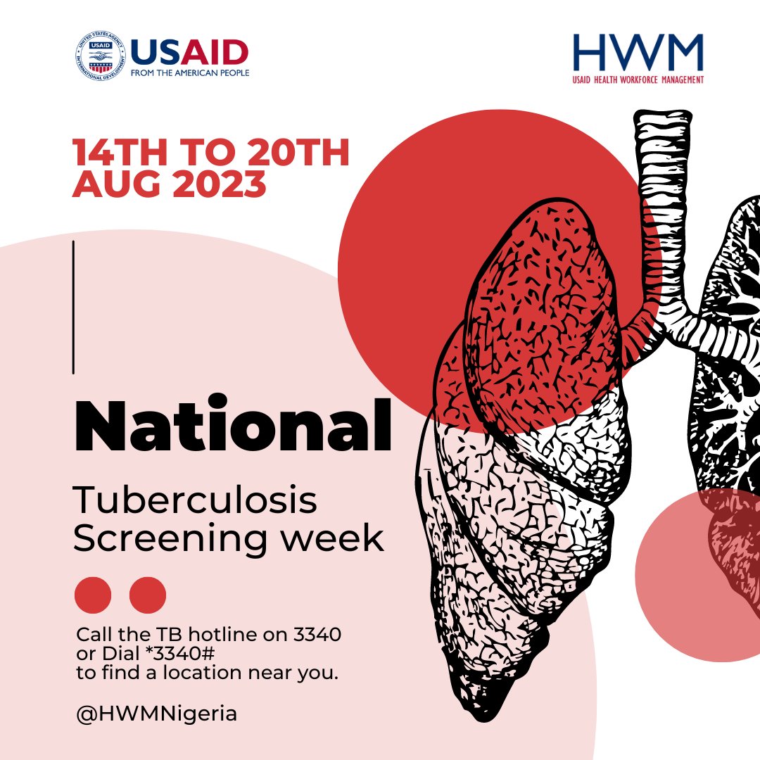 HWMNigeria's tweet photo. Get tested for TB for free and learn about the disease during National Tuberculosis Testing Week 2023 - call 3340 or Dial *3340# to find a location near you!
#HWMActivity #tbtesting https://t.co/ydfKaIb3Fd