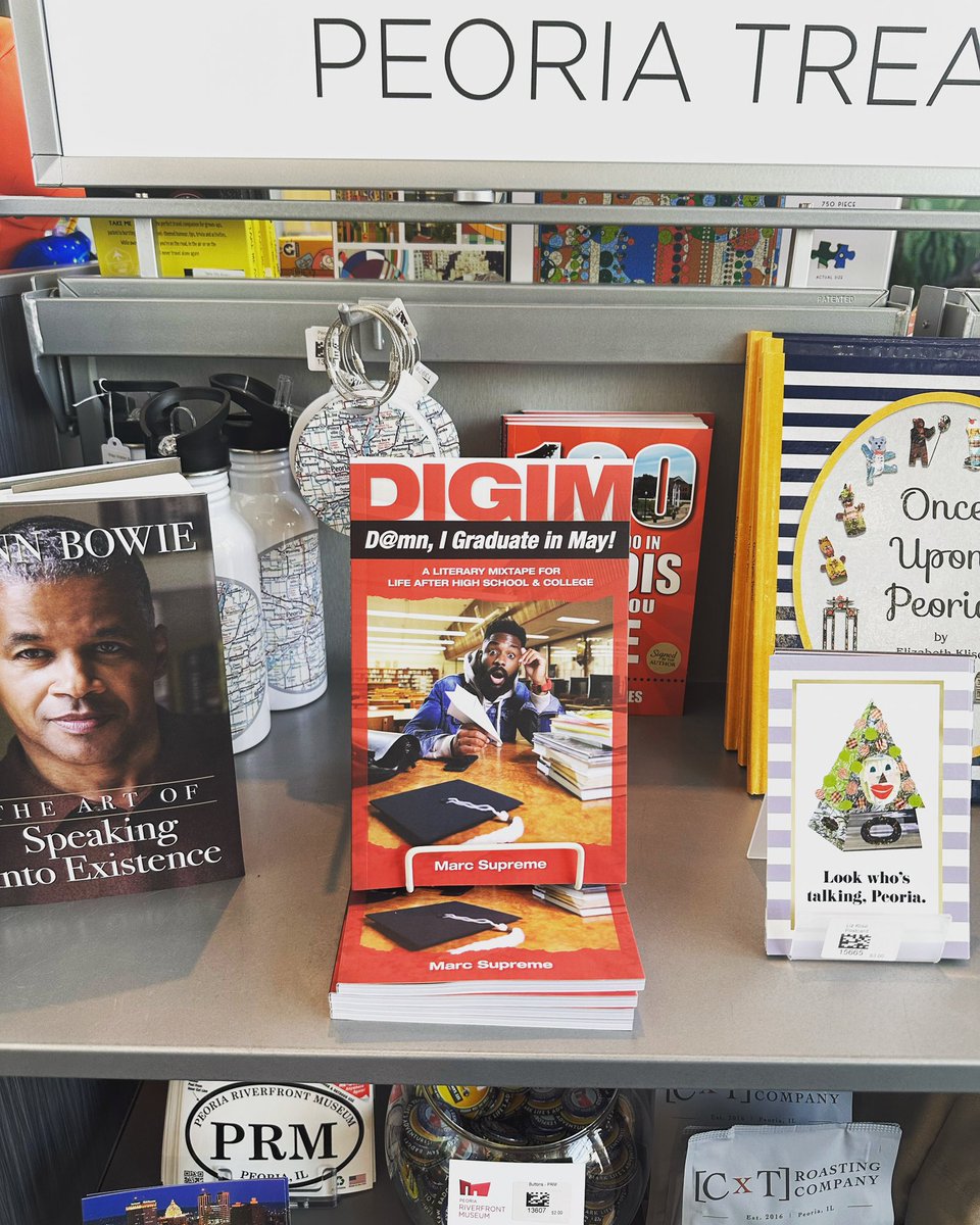 Marc_Supreme's tweet photo. Wanna order DIGIM but don’t want to wait for the mail!?

D@mn, I Graduate in May! is now available for purchase at the Peoria Riverfront Museum book store!!

Big thanks to the PRM for its continued mission to bring together the community through arts &amp; education!! https://t.co/6Bv1VL6SC0