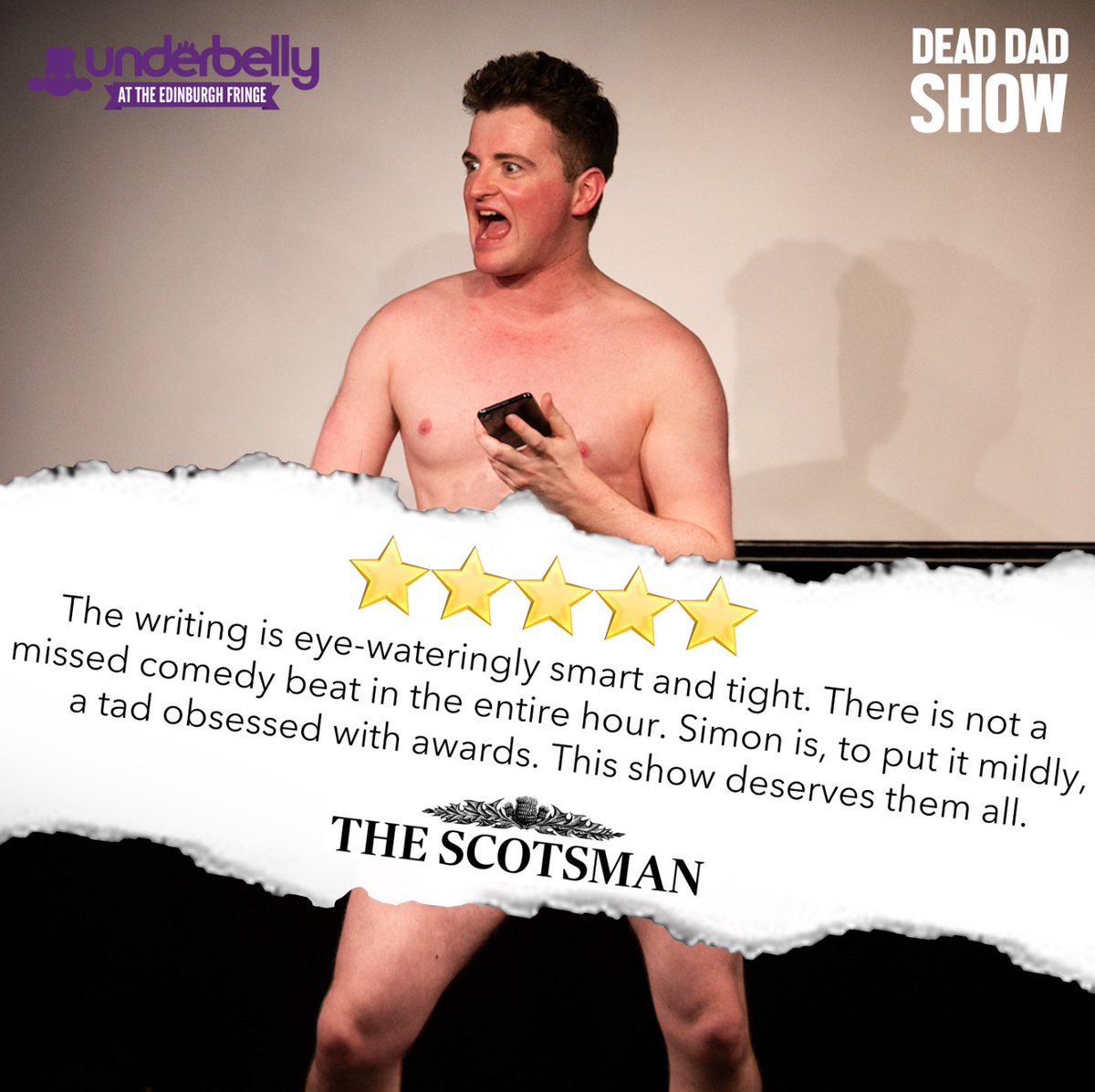 Come to my hour *DEAD DAD SHOW* at the Edinburgh Fringe xx @FollowTheCow 💜 @edfringe #FillYerBoots 8.15pm nightly till 27th Aug 🎟️ tickets.edfringe.com/whats-on/simon…