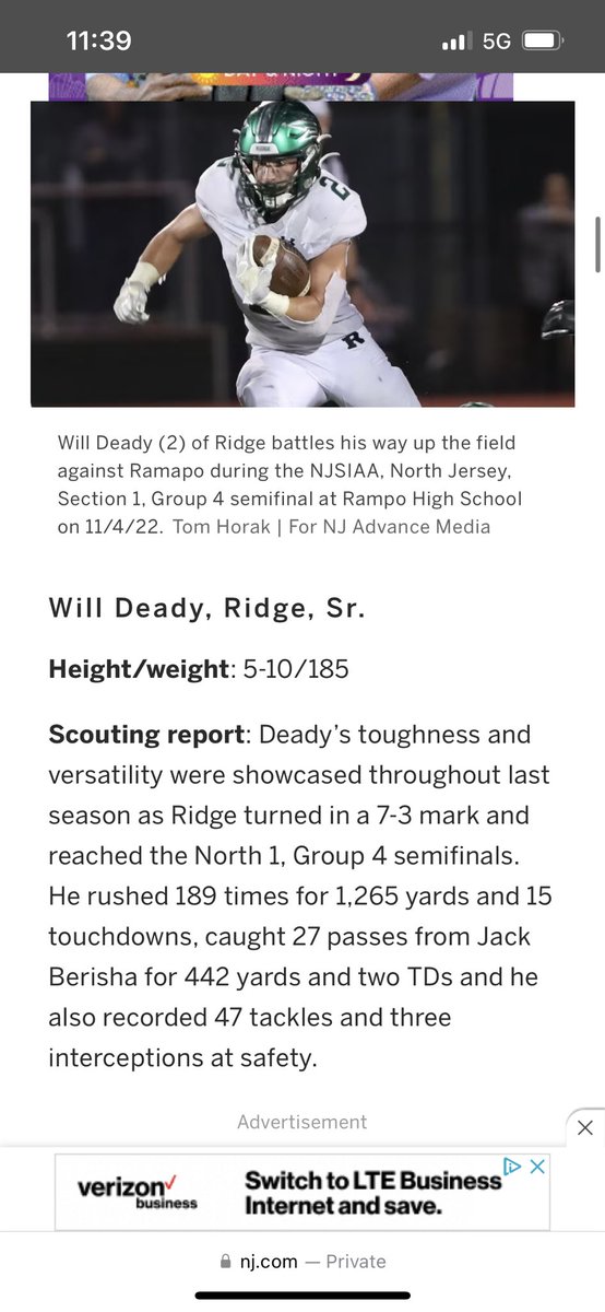 WillDeady's tweet photo. BLESSED to be named a Top 10 RB in the State of New Jersey @HSSportsNJ @ByLuisTorres https://t.co/1CilDtidd6