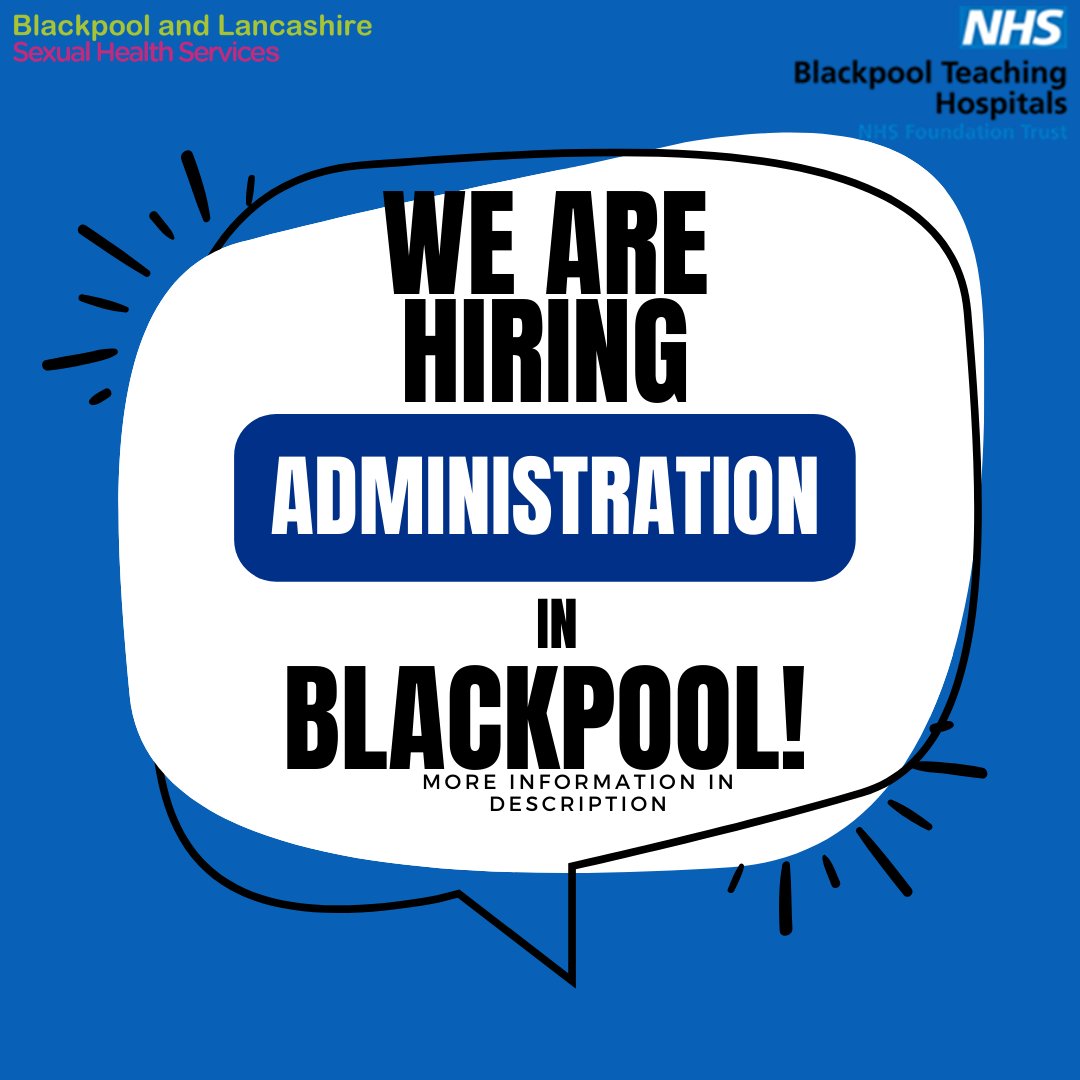 We have a vacancy available in the administration department in Blackpool! To see more information on this or other vacancies we have available, follow this link cutt.ly/pwgUOAH6 #sexualhealth #BlackpoolJobs #NHSjobs