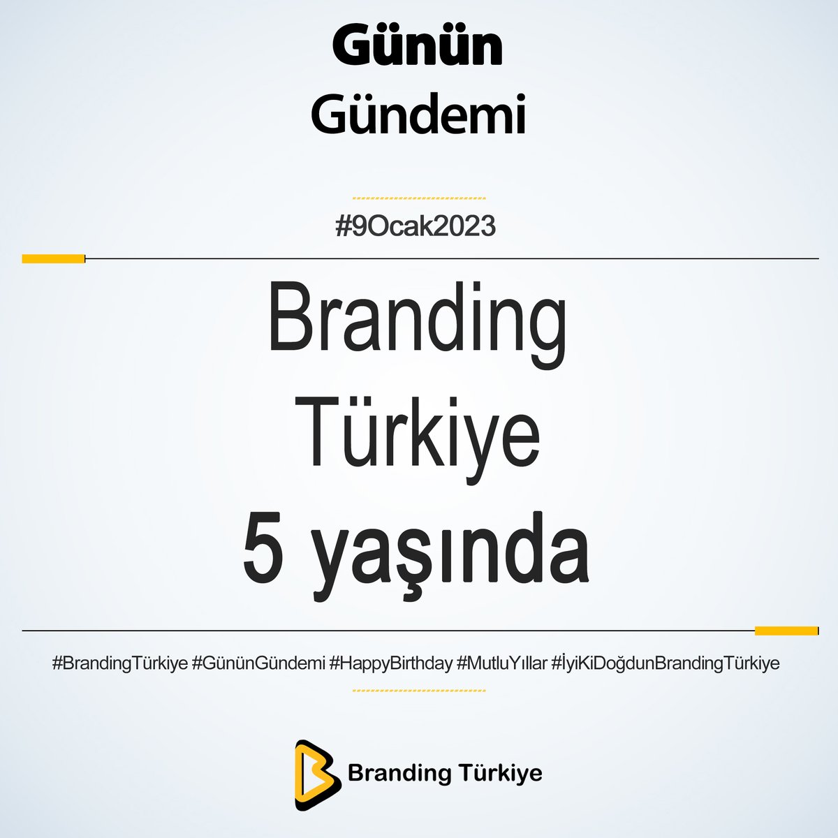 #9Ocak2023

Branding Türkiye 5 yaşında!

▶ brandingturkiye.com
#BrandingTürkiye #GününGündemi #Haberler #BrandingTürkiyeÖneriyor #BrandingTürkiyeTv #BrandingTürkiyeYayınları #HoşGeldin2022 #DijitalMarkalaşma #BrandingTürkiyeTv  #BrandingMeetup #HaniKurumsaldık #Podcast