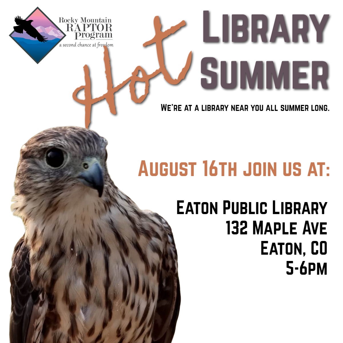 Join us for Hot Library Summer in at the Eaton Public Library tomorrow from 5-6!!
#summervibes #freeprogram #rmrp