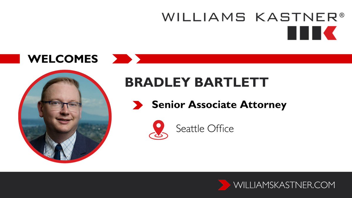 WilliamsKastner's tweet image. Williams Kastner is pleased to welcome Senior Associate #Attorney Bradley Bartlett to the firm's #Seattle office. Learn more about Bradley and his work: bit.ly/3YrePym #LawFirm #CommercialLaw