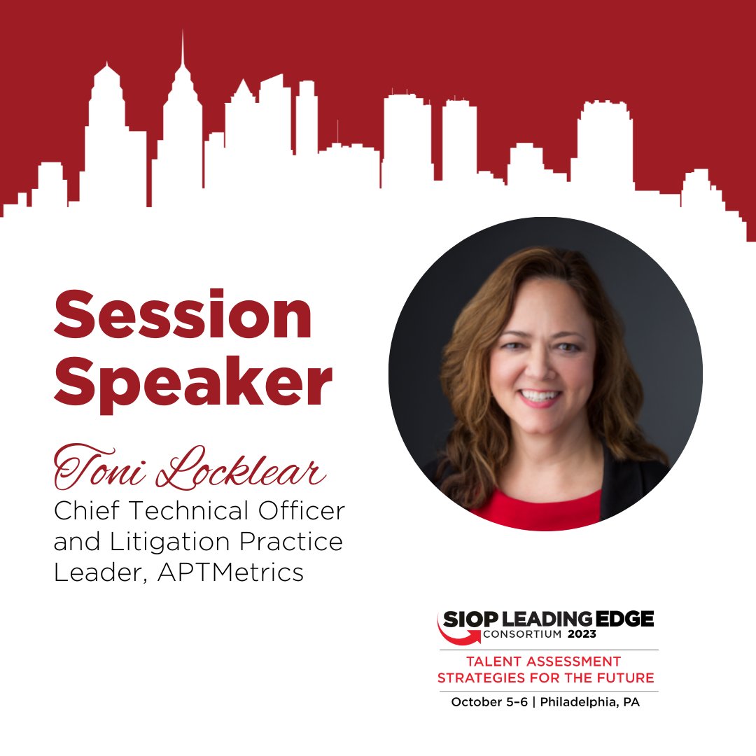 SIOPtweets's tweet photo. Join us at the 2023 SIOP Leading Edge Consortium where Toni Locklear, Chief Technical Officer and Litigation Practice Leader at APTMetrics, will present.
Learn more: https://t.co/BsygefWpxa
#LEC23 #TalentAssessment https://t.co/NrD1fhxfFc