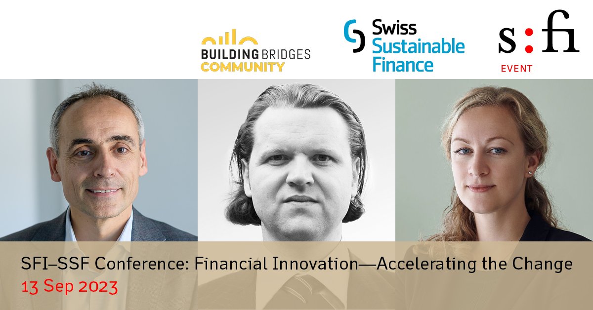 Rochus Mommartz (@responsAbility_), SFI Prof. Eric Nowak (@USI_university), and Marie-Laure Schaufelberger (@PictetGroup) will talk about innovation and impact at this year’s SFI-SSF conference on Sep 13th. sfi.ch/sfissf2023. #Sustainability @SwissSustFin @BBridgesCH