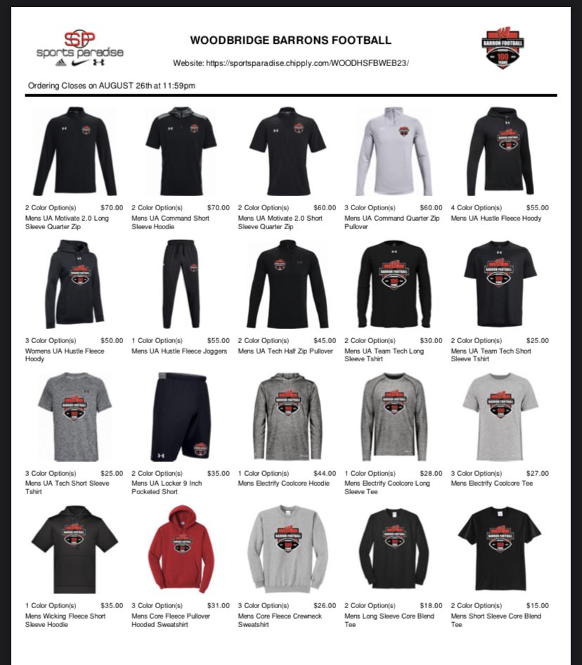 2023 Team Store is now available! Store is open until August 26th. Use the link provided below ⬇️⬇️⬇️ sportsparadise.chipply.com/WOODHSFBWEB23/…