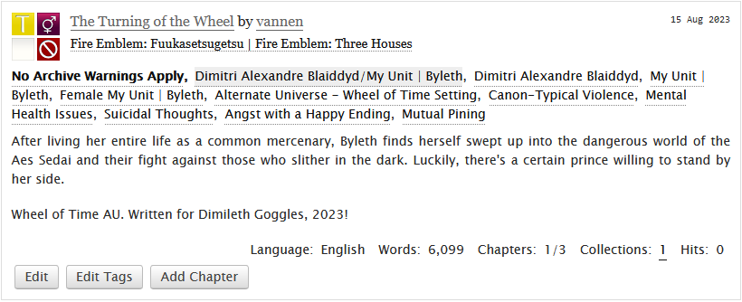 vannen18's tweet photo. here's the first chapter of my (slightly late) entry for #DimilethGoggles - dimileth in a Wheel of Time au!

Byleth doesn't see the appeal of bonding a warder, until she meets a certain blonde prince...

https://t.co/khVX4yIk1W https://t.co/dHXBP3k86u
