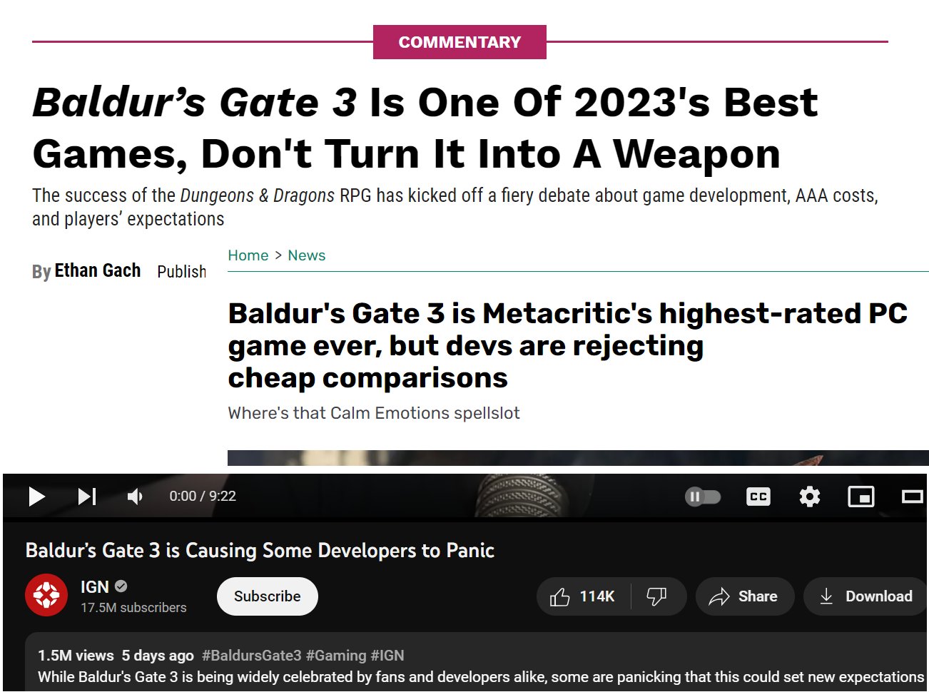 Baldur's Gate 3 is Metacritic's highest-rated PC game ever, but devs are rejecting cheap comparisons