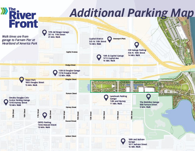 🅿️ Visit parkomaha.com/map for the nearest <a href="/ParkOmaha/">Park Omaha</a> parking zones and check out the map below for the closest parking garages.

🚌 Or grab a ride on the <a href="/rideORBT/">ORBT</a>, with more information at ometro.com/rider-guide/or…