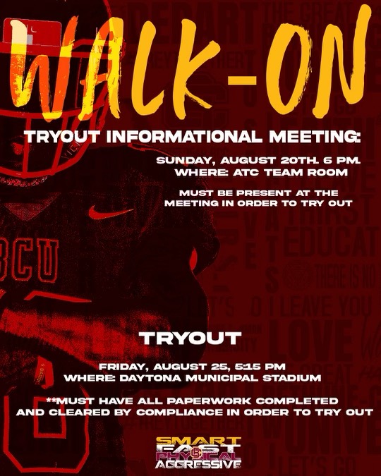 🗣️ WALK-ON INFORMATION 🗣️ 🗓️ Sunday, August 20th, 6 p.m. 📍Athletic Training Center #𝙃𝙖𝙞𝙡𝙒𝙞𝙡𝙙𝙘𝙖𝙩𝙨 | #𝙋𝙧𝙚𝙮𝙏𝙤𝙜𝙚𝙩𝙝𝙚𝙧