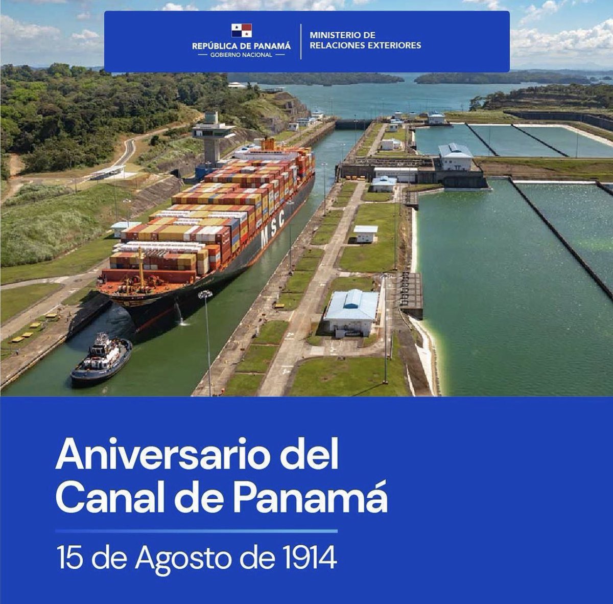 Conmemoramos el aniversario del @CanalDePanama, una maravilla de la ingeniería que en sus 109 años de servicio sigue conectando naciones y transformado el comercio global. #Panamá 🇵🇦