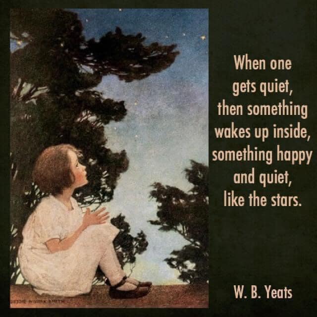 When one gets quiet, then something wakes up inside, something happy and quiet, like the stars. - W.B. Yeats ~ Enjoy the silence!