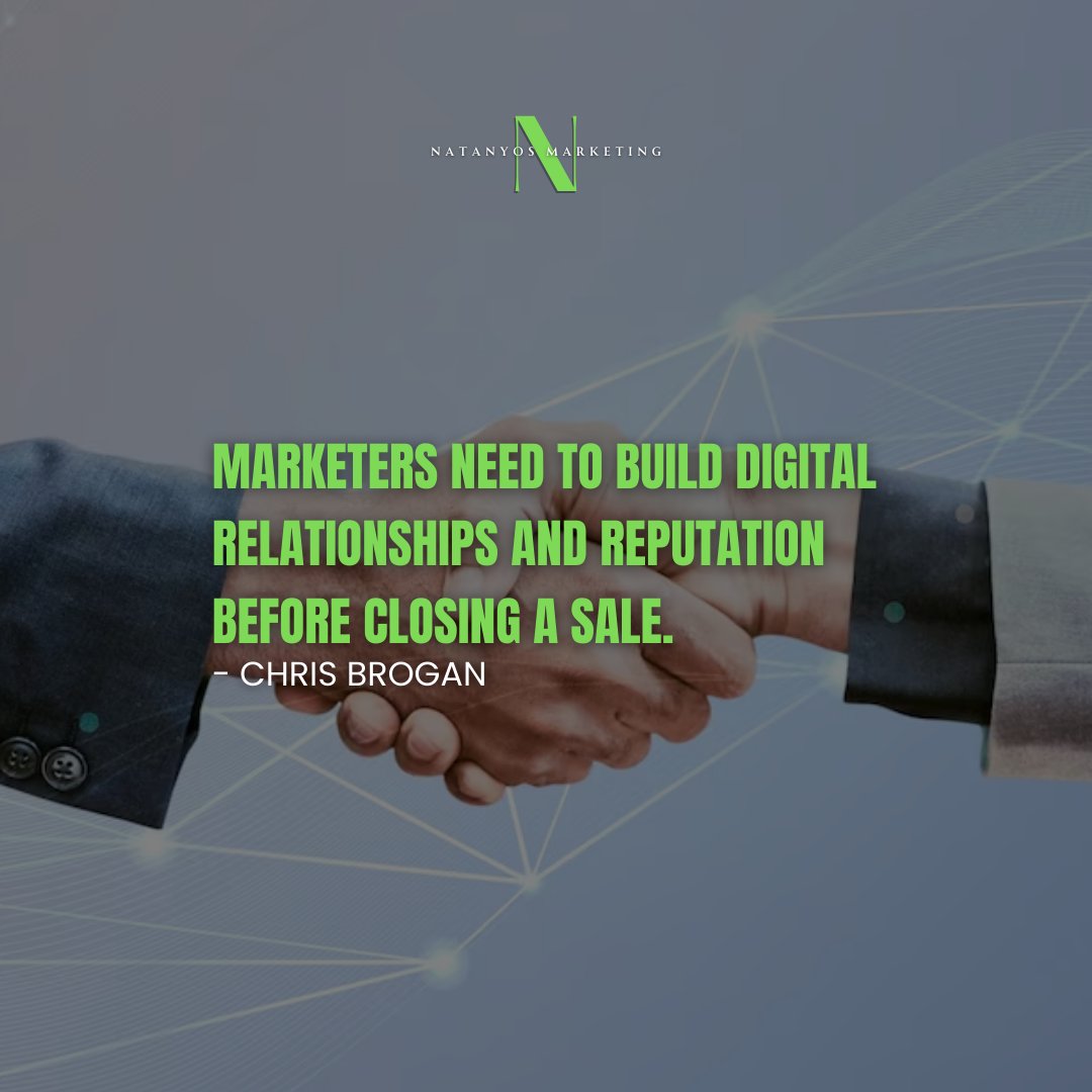 BrobergDennis's tweet photo. Thursday Inspiration: 'Marketers need to build digital relationships and reputation before closing a sale.' - Chris Brogan #MarketingQuotes https://t.co/5BjIQwoyEZ