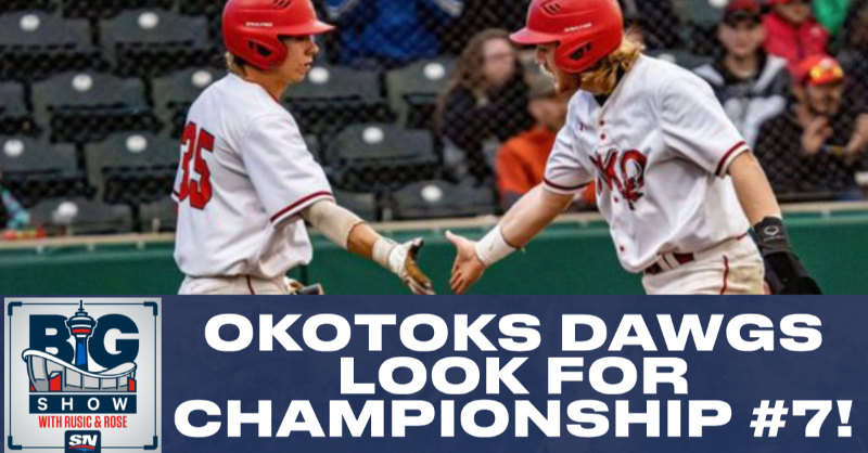 Sportsnet960's tweet photo. ON DEMAND: Hour 4⃣ of The Big Show w @garret_GVP and @AazamANanji 

⚾️🐶 @primetimeklein on the @Okotoks_Dawgs season as a whole for Okotoks, their playoff run and the Championship series with the Medicine Hat Mavericks.

🎧⤵️