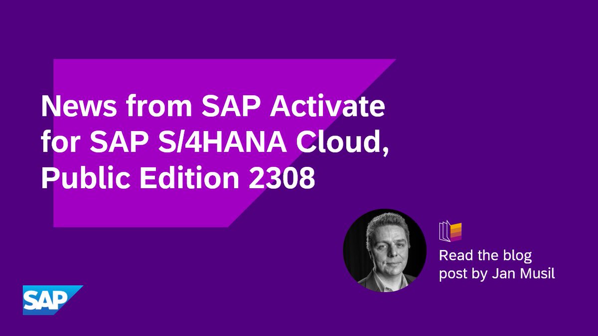 janmusil's tweet photo. Want to know what's new in #SAPActivate? Check out @janmusil's latest post about the recent release for #public #cloud, private cloud, and #community news. Lots to leverage in your next #SAP deployment!

https://t.co/isdCVLzqUb
#SAPCloudERP #SAPActivate #SAP #SAPCommunity https://t.co/Uporeu2SDj