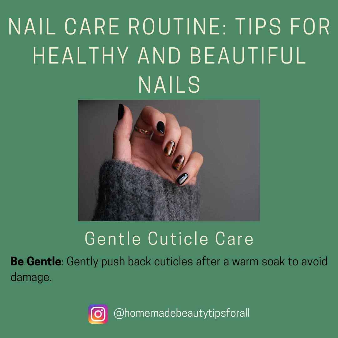 TipsHomemade's tweet photo. 💅 Nail Care Routine: Tips for Healthy and Beautiful Nails 💅
*
Nurture your nails! Follow these steps for strong, well-groomed nails that shine and make a statement. ✨🌼 
*
*
*
*
*
#nailcareroutine #nailcare #healthynails #nailhealth #cleannails #nailtrimming #cuticlecare https://t.co/3eeuT1hKSk