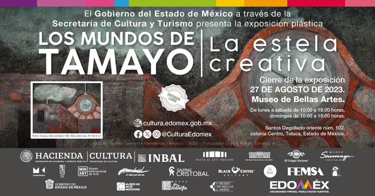 Arturo Hernández (@arturoh19772369) on Twitter photo Visita la exposición #LosMundosDeTamayo #LaEstelaCreativa, conformado por 4 núcleos con casi 200 obras de Tamayo y artistas contemporáneos nacionales y extranjeros.
<a href="/CulturaEdomex/">Secretaría de Cultura y Turismo</a>
<a href="/MuseoBArtes/">Museo de Bellas Artes del Estado de México</a>
#EntradaLibre Visita la exposición #LosMundosDeTamayo #LaEstelaCreativa, conformado por 4 núcleos con casi 200 obras de Tamayo y artistas contemporáneos nacionales y extranjeros.
<a href="/CulturaEdomex/">Secretaría de Cultura y Turismo</a>
<a href="/MuseoBArtes/">Museo de Bellas Artes del Estado de México</a>
#EntradaLibre