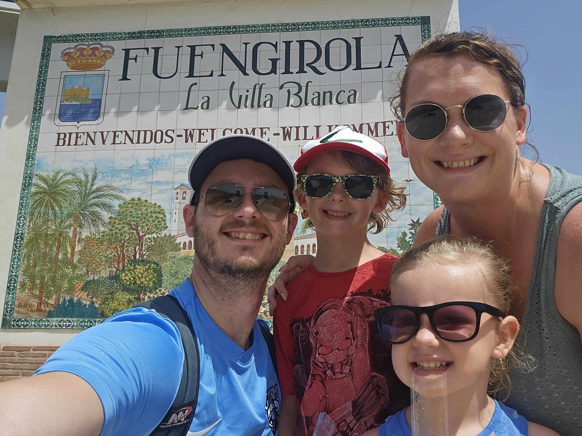 MrsVFlynn's tweet photo. Our first family holiday in years! An all round brilliant few weeks, it will be a shock heading back to England 🌦 #mijascosta #familyfun https://t.co/lzT73fn0tI