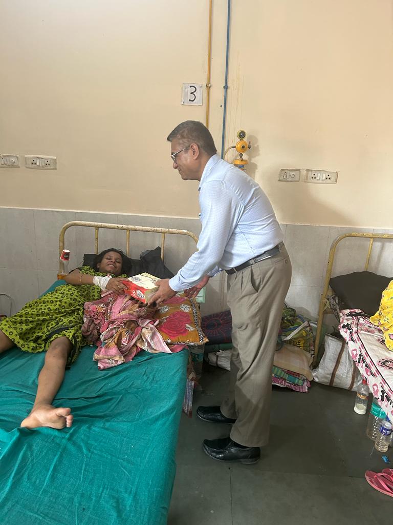 Snapshots of sweets and fruits distribution among the patients of the wards of TMCH to mark the celebration of 77th Independence Day today