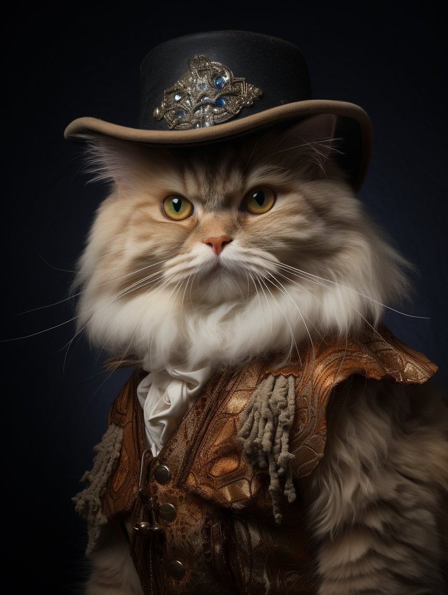 Portrait Of Persian Cat In Cowboy Attire
 Follow me to see more artwork🎨 of animals 📸🐾.
#midjourney
#PersianCatInCowboyAttire #FelineFashion #WesternWhiskers