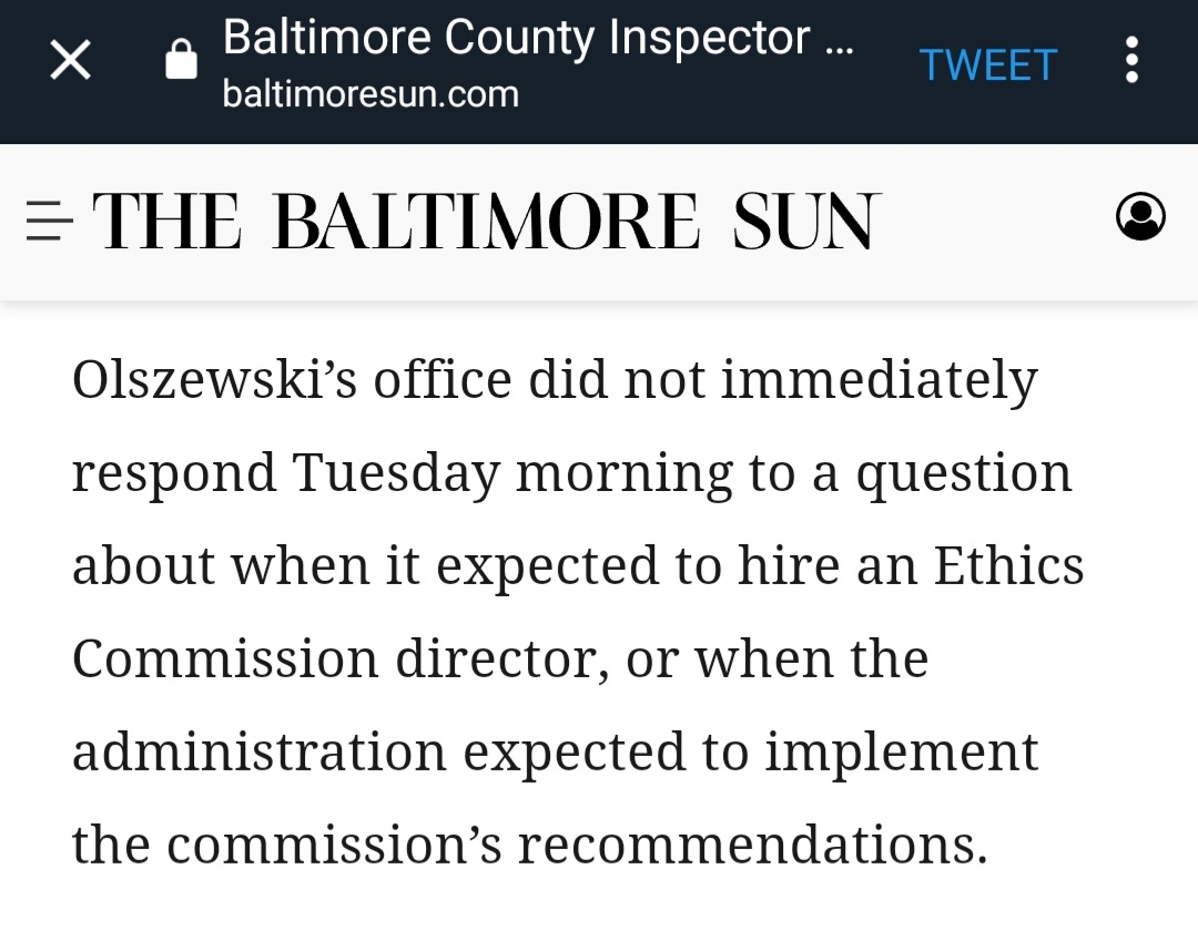 IG Allies (@ig_allies) on Twitter photo ⚖ Note that <a href="/BaltCoExec/">County Executive Kathy Klausmeier</a> <a href="/JohnnyOJr/">Johnny Olszewski, Jr.</a>'s Admin did not provide requested info from <a href="/baltimoresun/">The Baltimore Sun</a> reporter <a href="/LiaOffLeash/">Lia Russell</a> Russell. Watchdogs await answers....⌛
baltimoresun.com/maryland/balti… ⚖ Note that <a href="/BaltCoExec/">County Executive Kathy Klausmeier</a> <a href="/JohnnyOJr/">Johnny Olszewski, Jr.</a>'s Admin did not provide requested info from <a href="/baltimoresun/">The Baltimore Sun</a> reporter <a href="/LiaOffLeash/">Lia Russell</a> Russell. Watchdogs await answers....⌛
baltimoresun.com/maryland/balti…