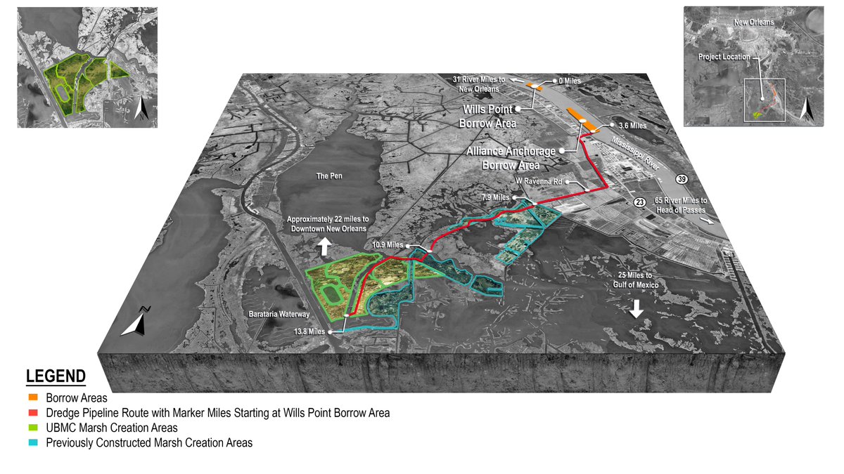 #UpperBarataria #construction began in 2021 and finished this summer. Approx. 8.4 million cubic yards of #sediment were dredged from the #MississippiRiver to build the marsh. Learn more: fisheries.noaa.gov/southeast/habi…

#sediment #restoration #coastalLouisiana