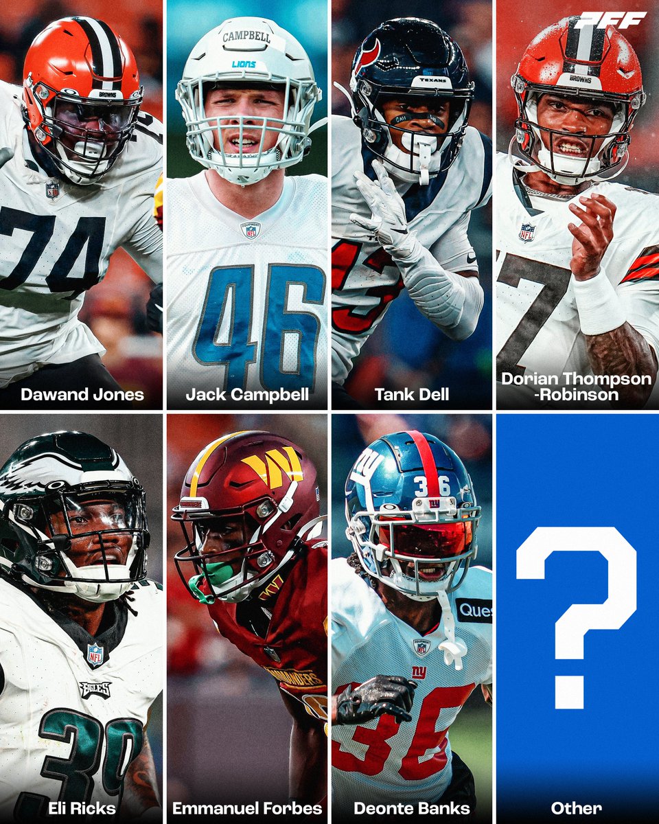 PFF's tweet photo. Which rookie has impressed the most in the preseason so far? https://t.co/u0FeJIOgMc
