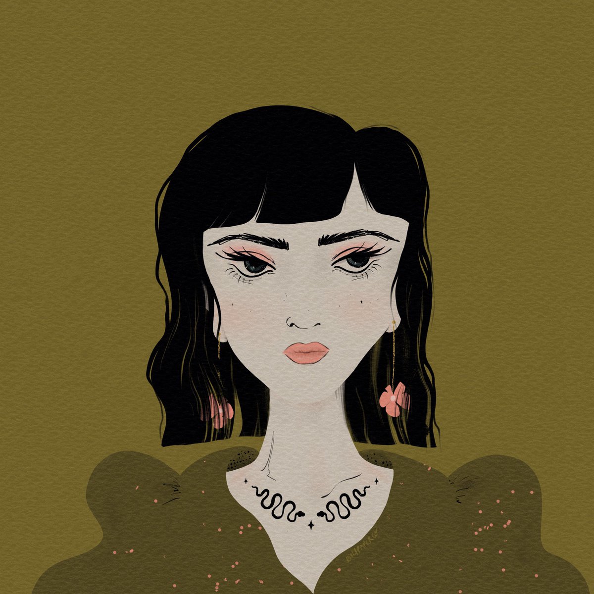 Side eye 😒 in the best colour combo! 🐍💖 #sassy #illustration #Somerset #artist #green #pink