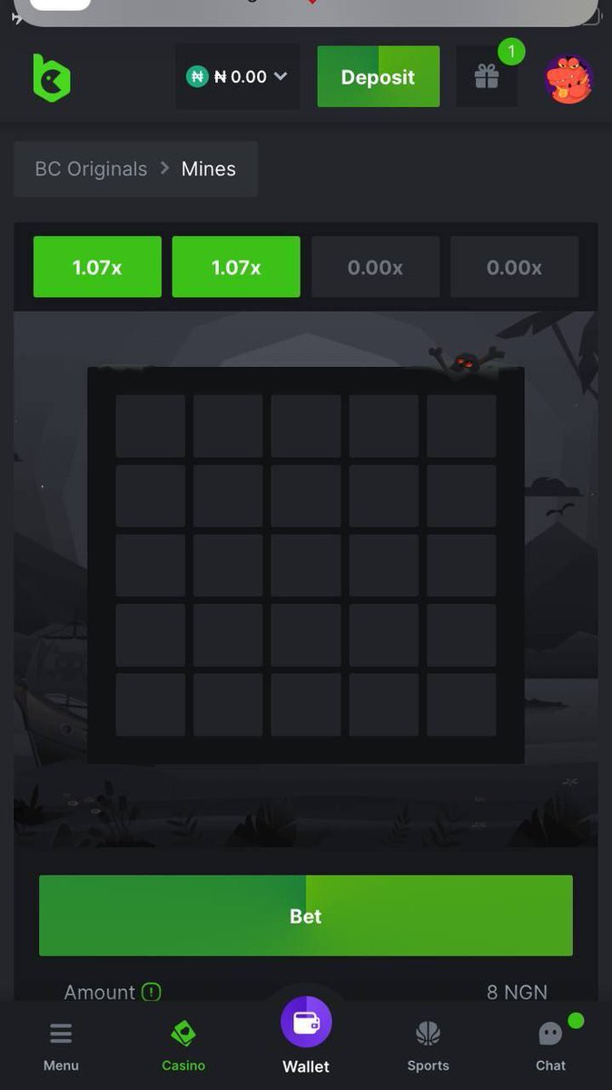 bossolamilekan1's tweet photo. I started with hundred naira and made 30k yesterday.
Just register on the site to start making money:https://t.co/s3zWkofn36

Leave the mines at 1.
When you leave it at 1. The whole tiles contains diamonds 💎. But only 1 contains bomb 💣. All you have to do is try you luck.
Clic the tile and it will reveal what Is underneath it. If it is a diamond 💎 then you gain a little on what you staked.
You can cash out at anytime if you want