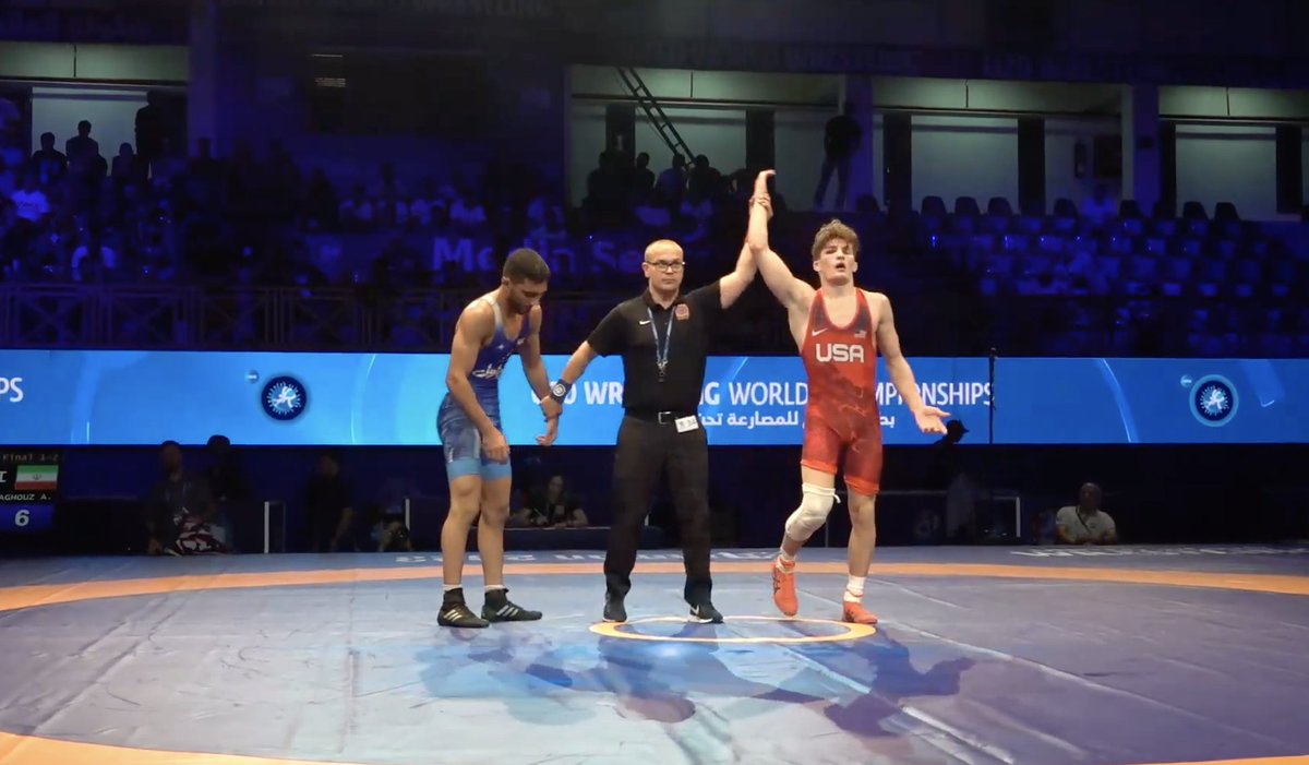 WORLD CHAMPION! 🥇

Congratulations to Meyer Shapiro on winning the U20 World Gold at 70 kg!

He trailed 4-0 early but came back to win 11-6 over Rezaei of Iran!

#USA #yellcornell #gobigred

📷 @richardimmel
