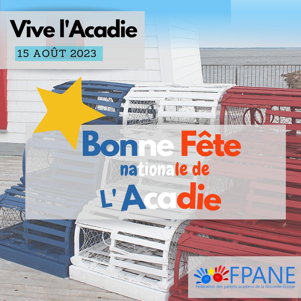 DesAcadiens's tweet photo. 💙🤍❤️ Bonne Fête Nationale de l’Acadie! 
Habillons-nous aux couleurs acadiennes et montrons notre fierté acadienne. 

Ne manquez pas de vous rendre aux nombreuses célébrations partout à travers la Nouvelle-Écosse. 🎉 

#Acadie #quinzou https://t.co/fTRGJE1yaA