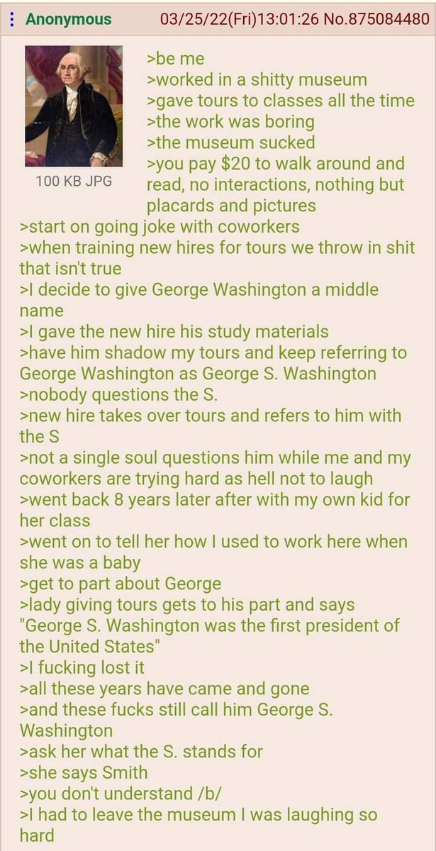 4chan_green's tweet image. anon works at a museum