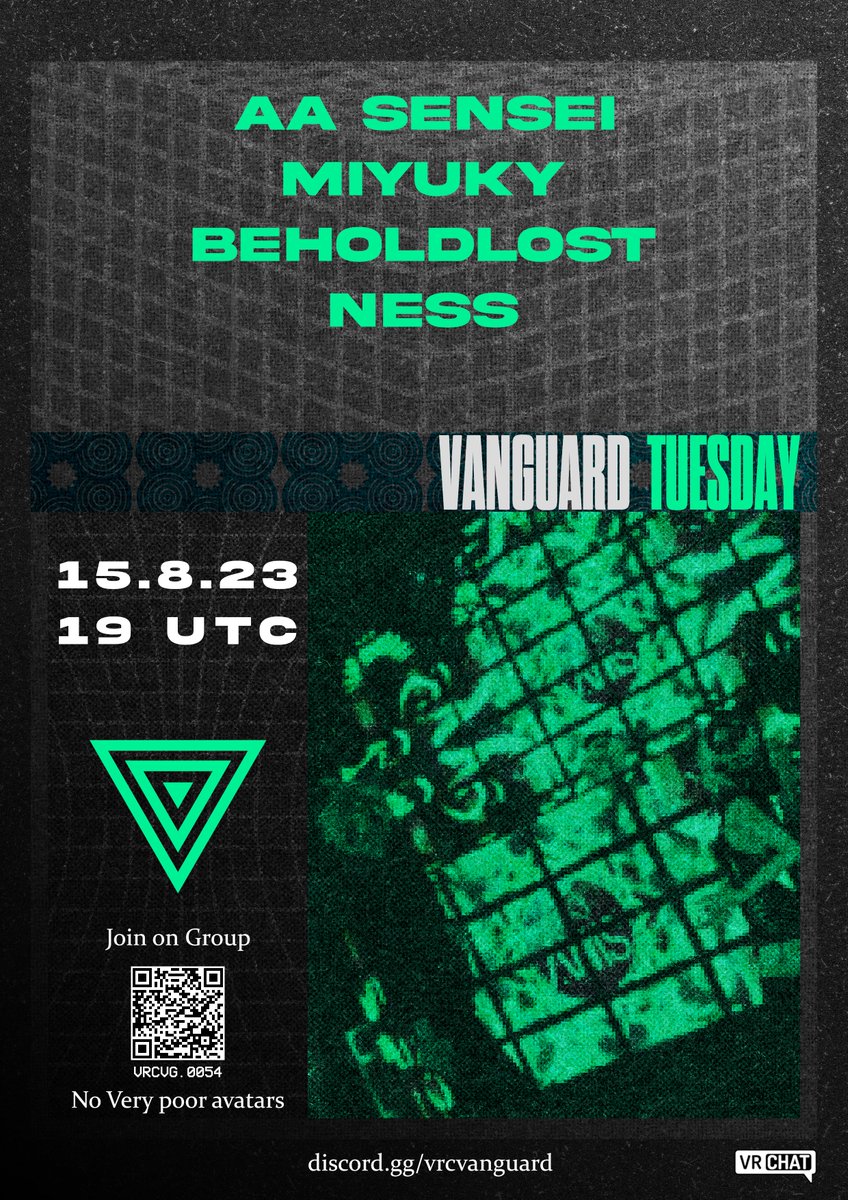 VANGUARD TUESDAY
STARTS IN 2 HOURS
PLAYING IN 5 HOURS
JOIN ON ME: vrchat.com/home/user/usr_…
(group+ instance)
W/ sensei | <a href="/notDJMiyuky/">Miyuky</a> | <a href="/beholdlost/">BeholdLost</a>
see you there!! :33