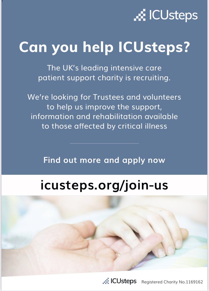 Are you an ICU patient or family member? Are you an ICU healthcare professional? Are you interested in helping ICUsteps to help those affected by Critical illness? @cc_sn1 @RehabLegendLou @becs_lou @TantamKate