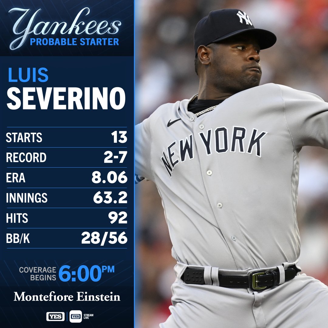 YESNetwork's tweet image. Sevy takes the mound for Game 2 in Atlanta.

@MontefioreNYC