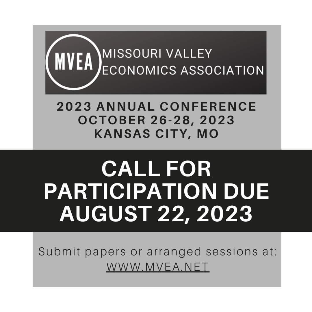 mvea_econ's tweet photo. Submissions are due on August 22nd!

Submit individual papers or an arranged session online before August 22, 2023 at: https://t.co/Mw3kGfFIjv

MVEA 60th Annual Conference
October 26-28, 2023
Kansas City, MO

#EconTwitter
#mvea2023 https://t.co/KuU9zPPX6U