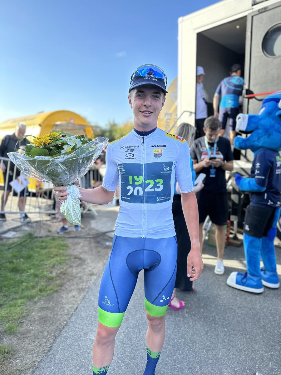 teamnovonordisk's tweet photo. #PNDKR23 🇩🇰

Grande @FilippoRidolfo1 🙌 All that effort in the breakaway pays off with the best young rider jersey for our first podium In Denmark! ❤️❤️❤️

#DrivingChange #Diabetes https://t.co/agX31wbX73