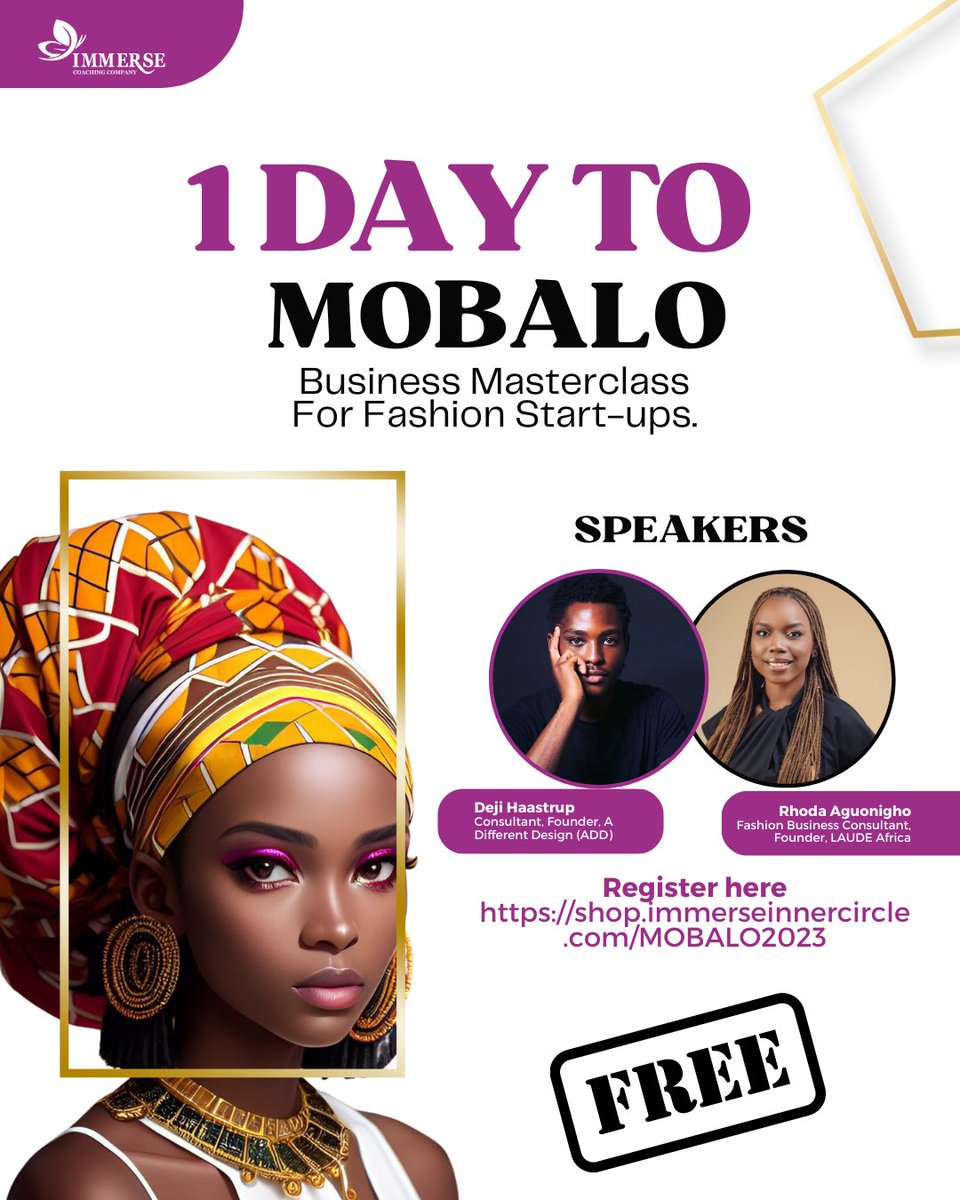 IMMERSECC's tweet photo. OUR FASHION MASTERCLASS IS HAPPENING TOMORROW by 10AM!

Don’t forget to register if you have not as well as plan for it. https://t.co/zbVrwVsFL4