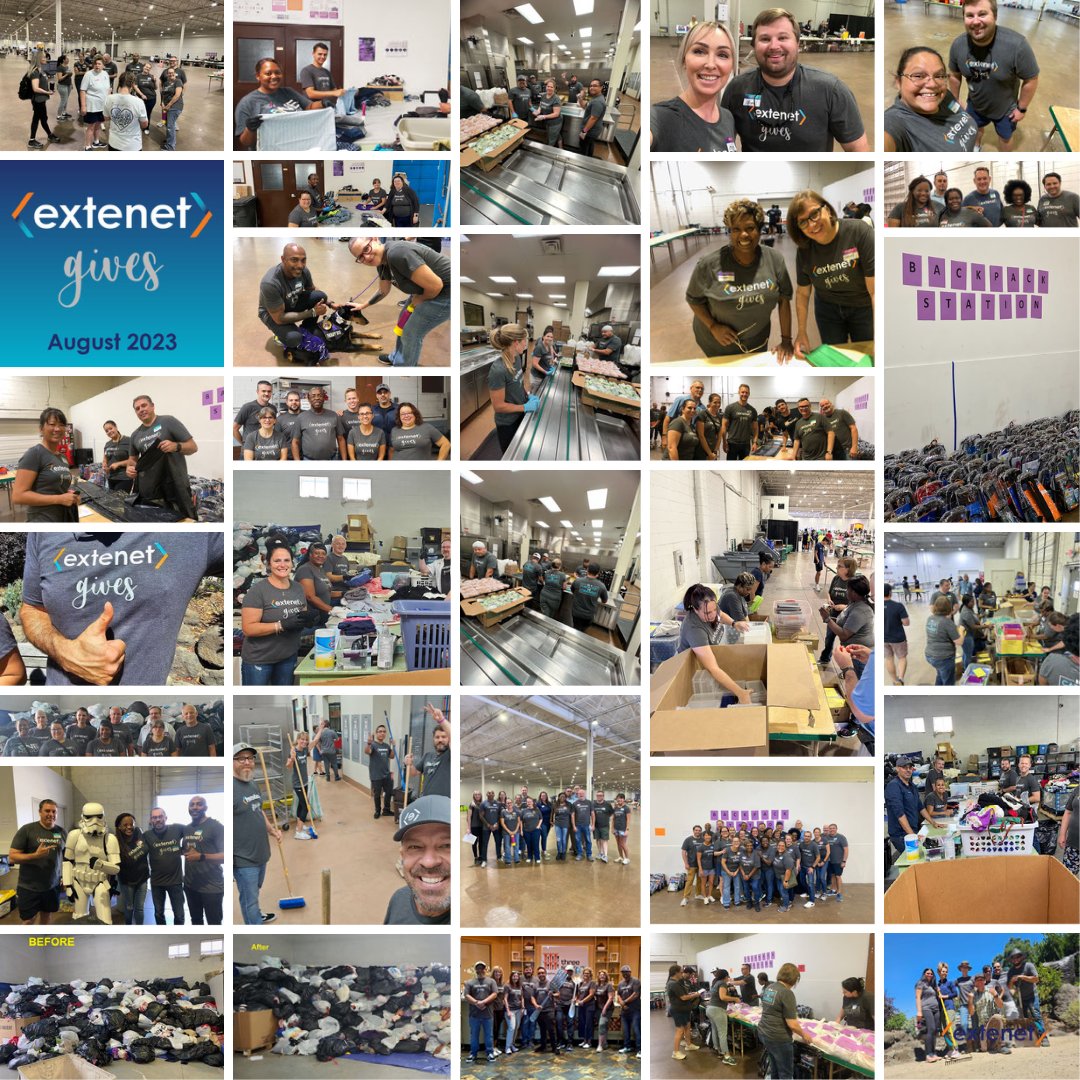 ExtenetSystems's tweet photo. Our "Extenet Gives" community volunteer days were a big success! We are proud to have helped organizations like @RainbowDaysInc in #Frisco, TX; @WINGSProgramINC in Lisle, IL; The Gardens at Heather Farm in CA; & @threesquareLV in #LasVegas! Thank you #TeamExtenet for giving back! https://t.co/xVM5xsGiFo