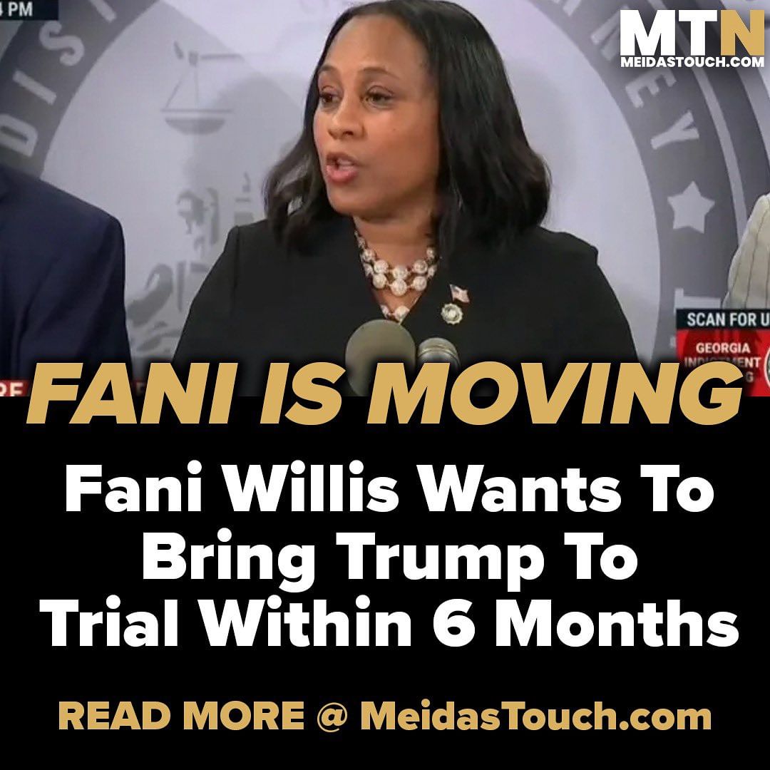 TonyHussein4's tweet photo. Just Announced: Georgia prosecutor, DA Fani Willis, wants to bring Donald Trump to trial within six months. No one is above the law! https://t.co/5DM9LHkuC7